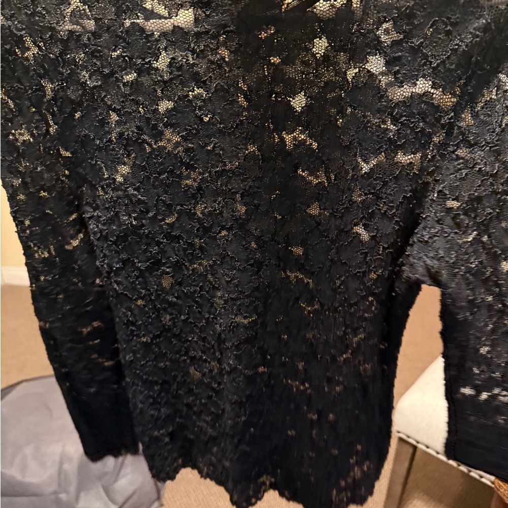 Vintage Pierre Cardin Floral Lace Sheer Top